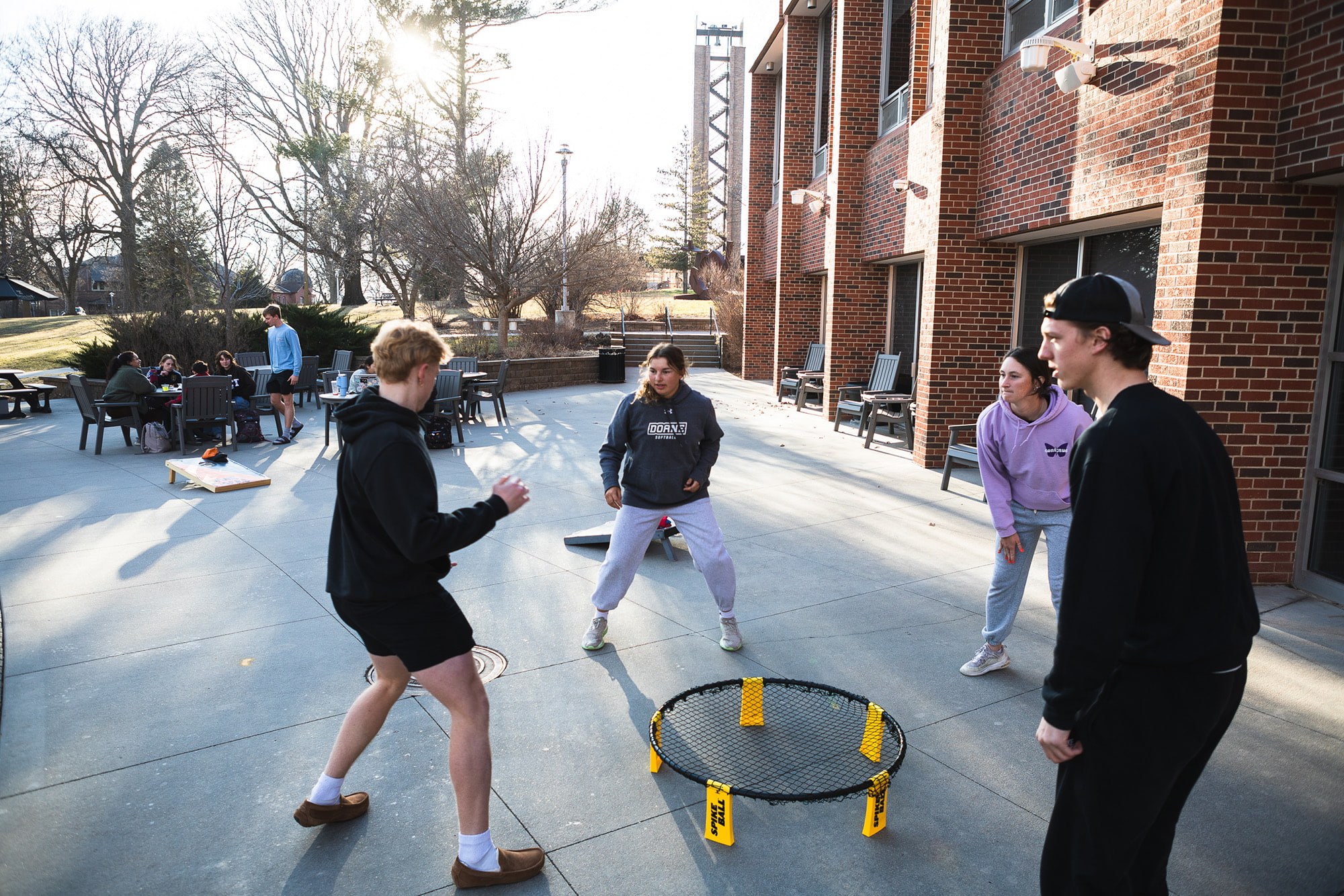 Doane students playing net ball.