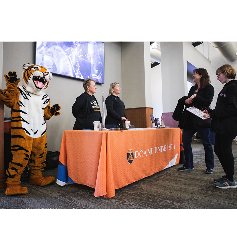 Doane tiger mascot at event