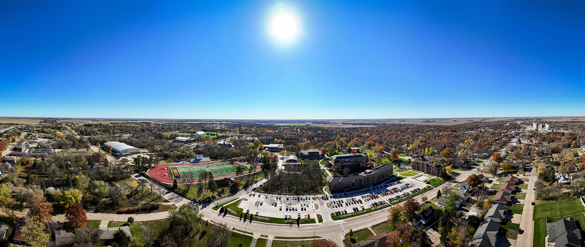 Arial view of Doane University campus