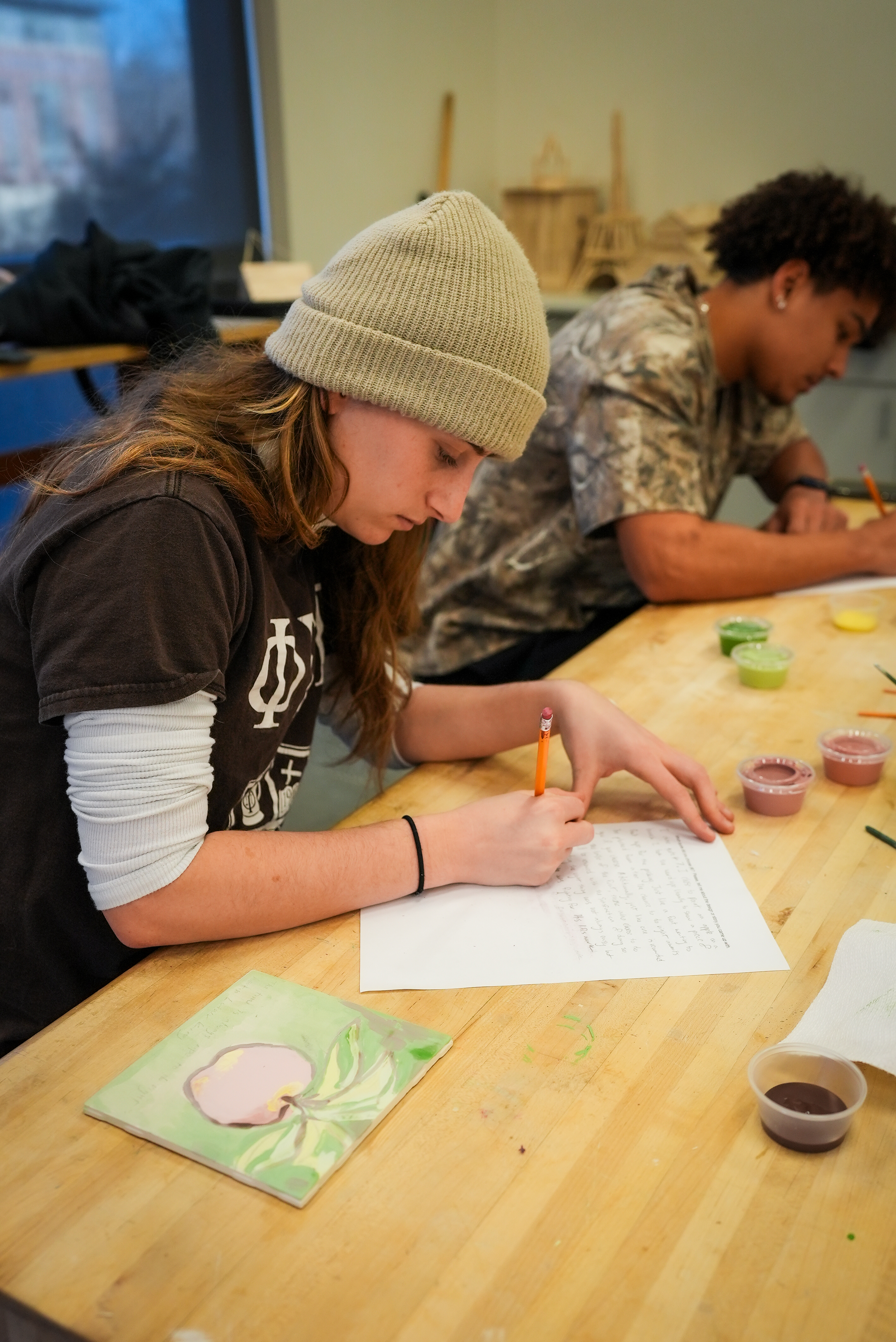 students participate in an art project during MLK week 2025 at Doane 