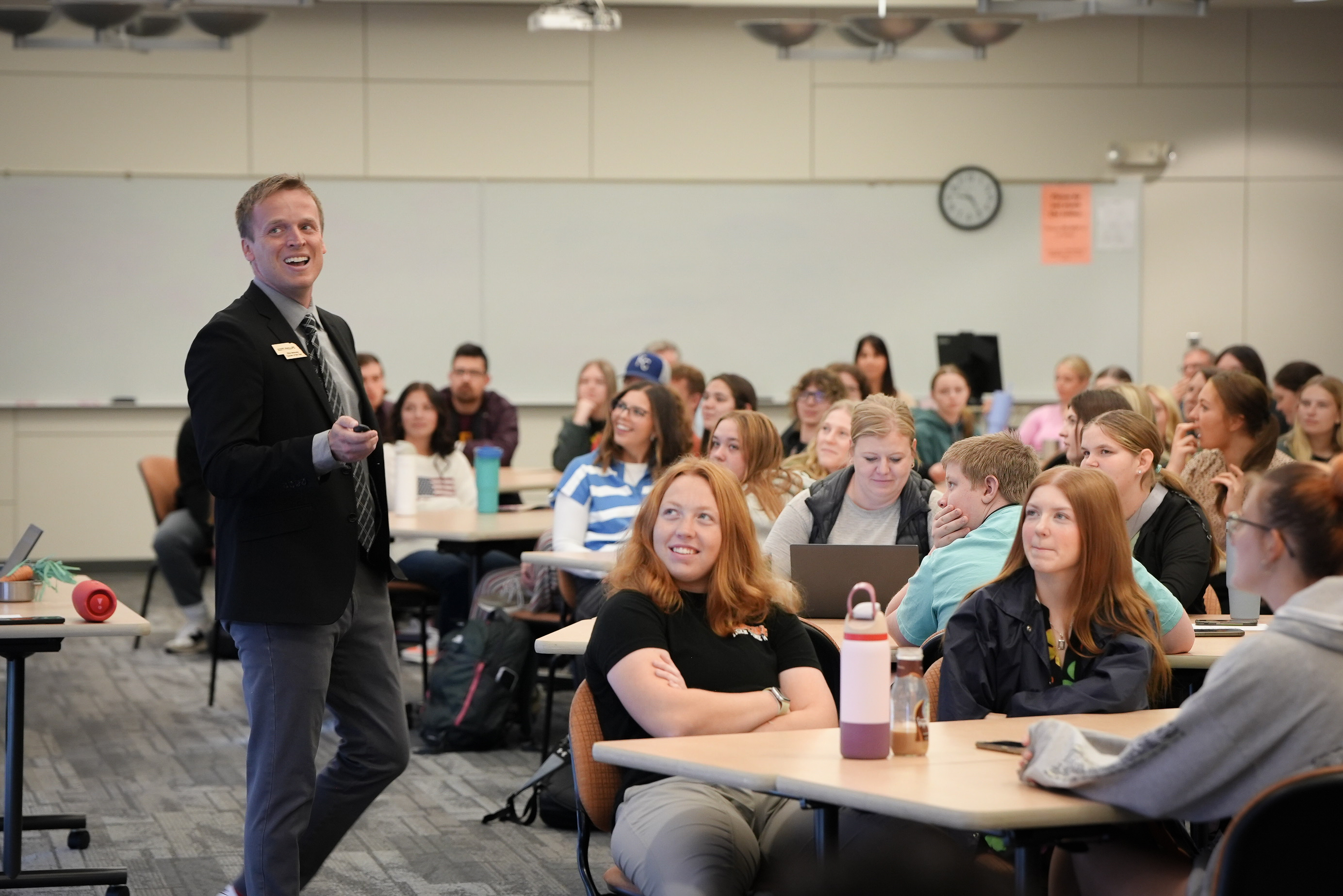 Doane alum Scott Phillips talks to a room of education majors