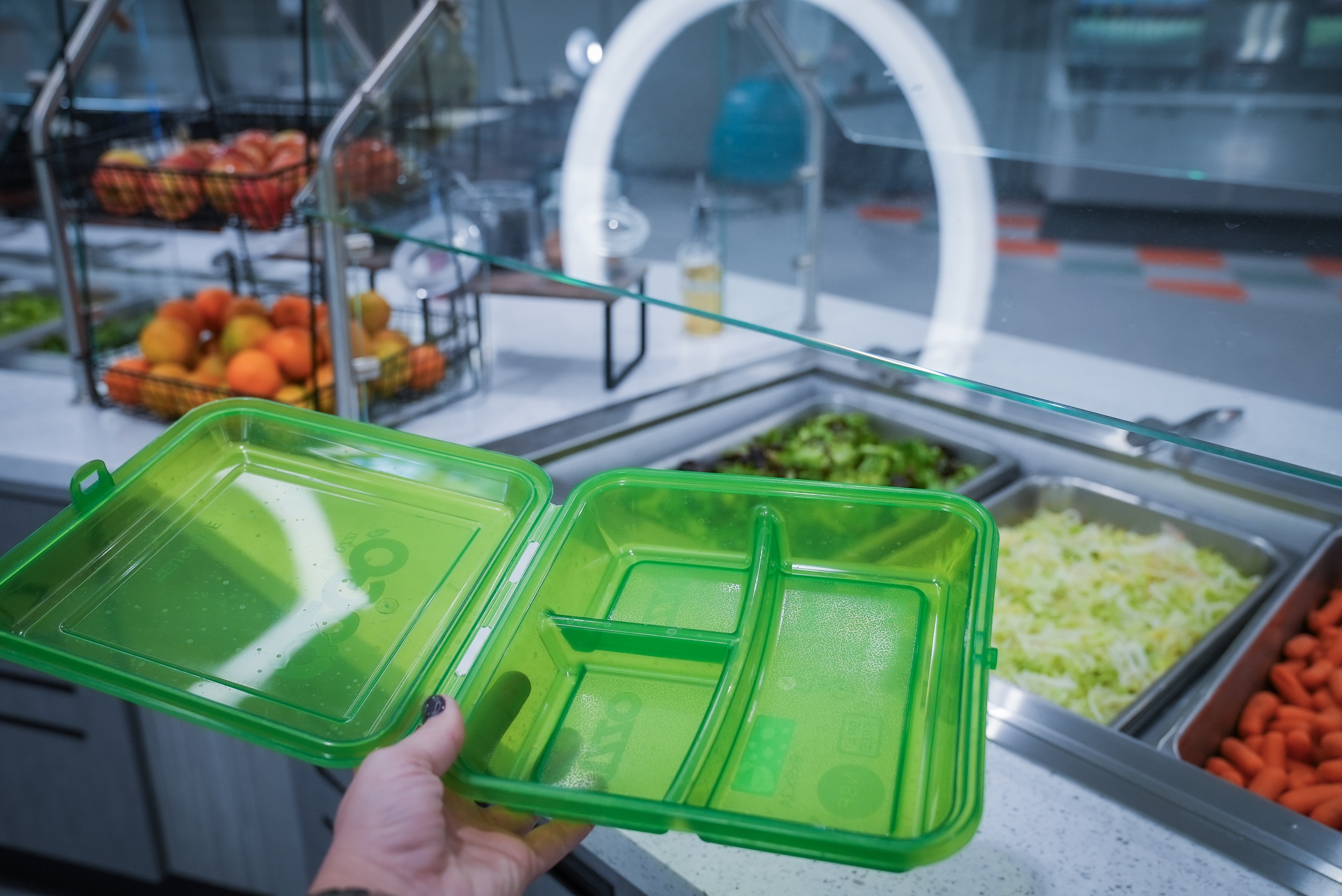 Green and Go container at the Doane Dining Hall