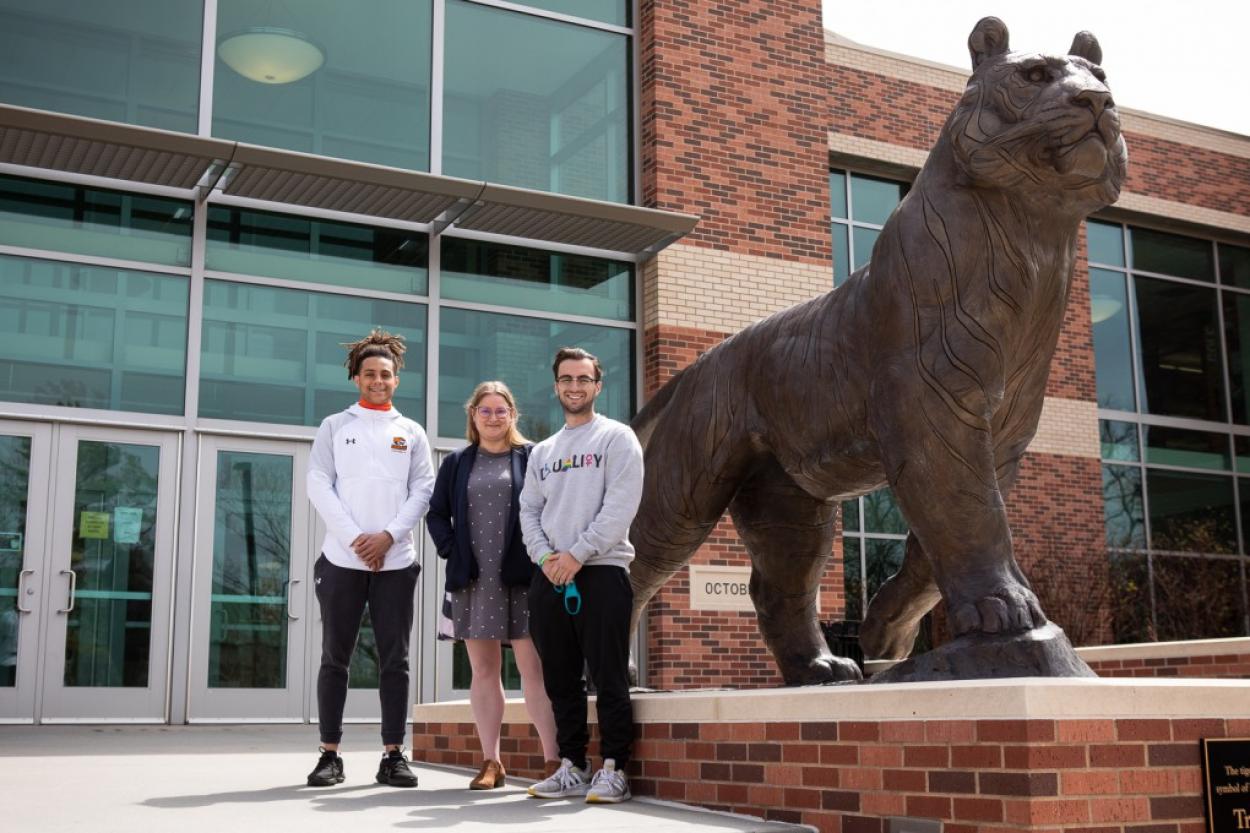 Damond Brown '21, CAPE Project Director Suzannah Rogan and Travis Handler '22