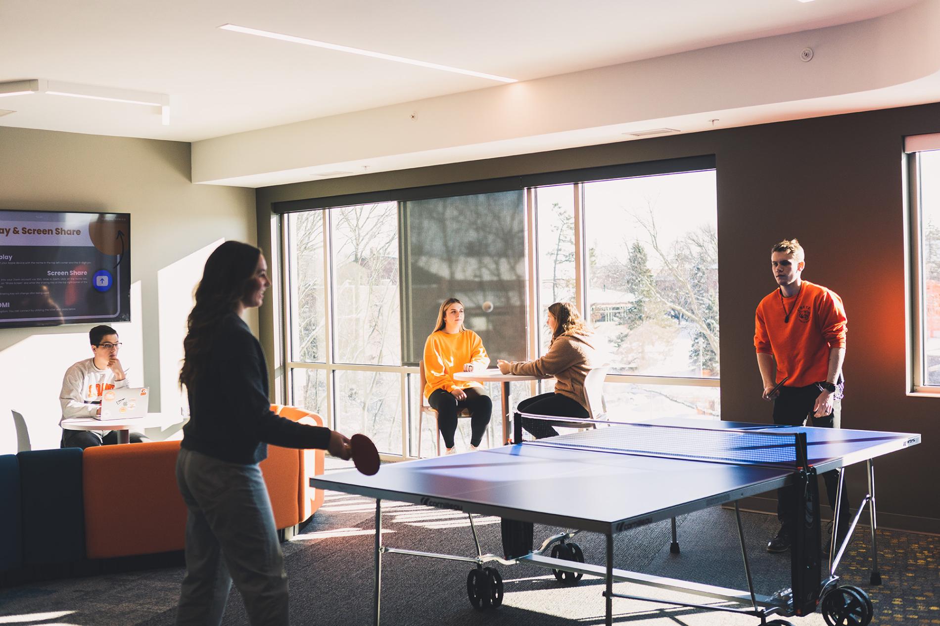 Students inside Brodie Hall