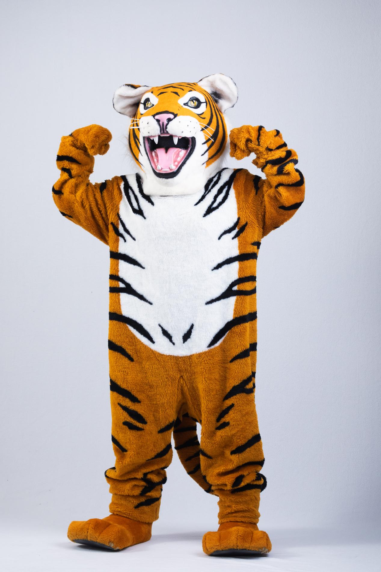 thomas the tiger mascot flexing