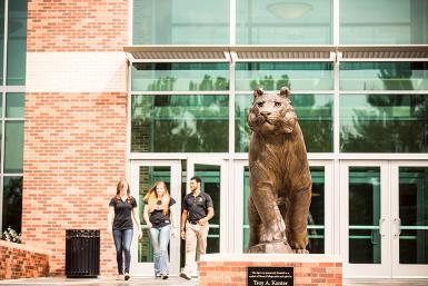 Doane tiger statue.