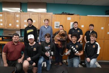 Doane engineering students build a prosthetic leg for a dog